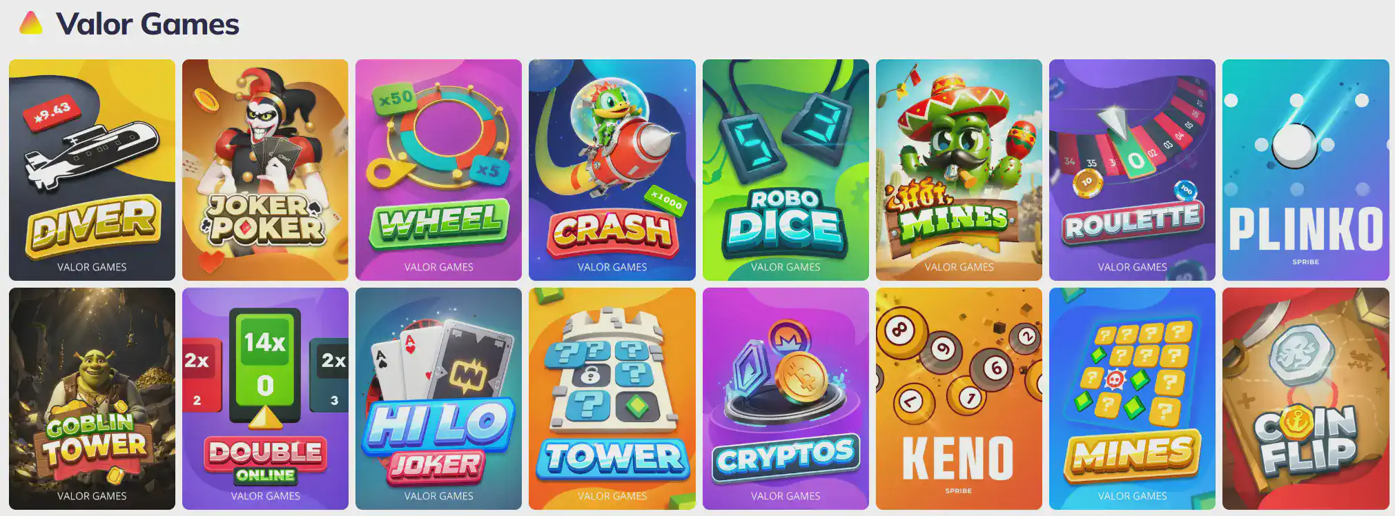 Valor Bet Casino games