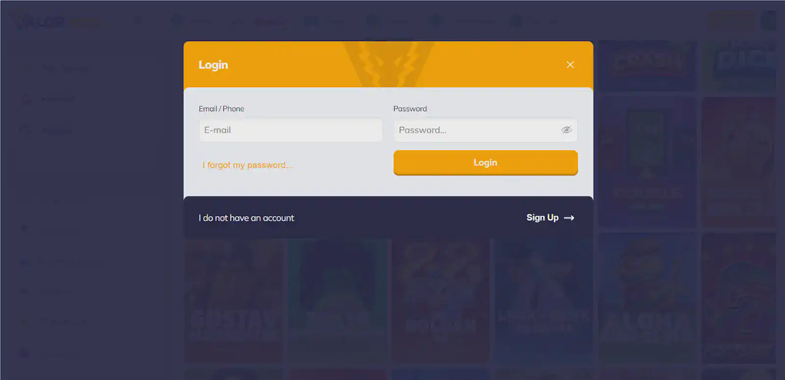 Valor Casino login